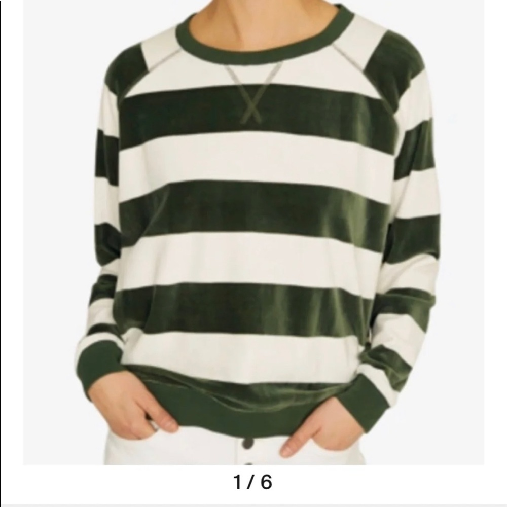 Velour Sanctuary La Brea Striped Pullover Green